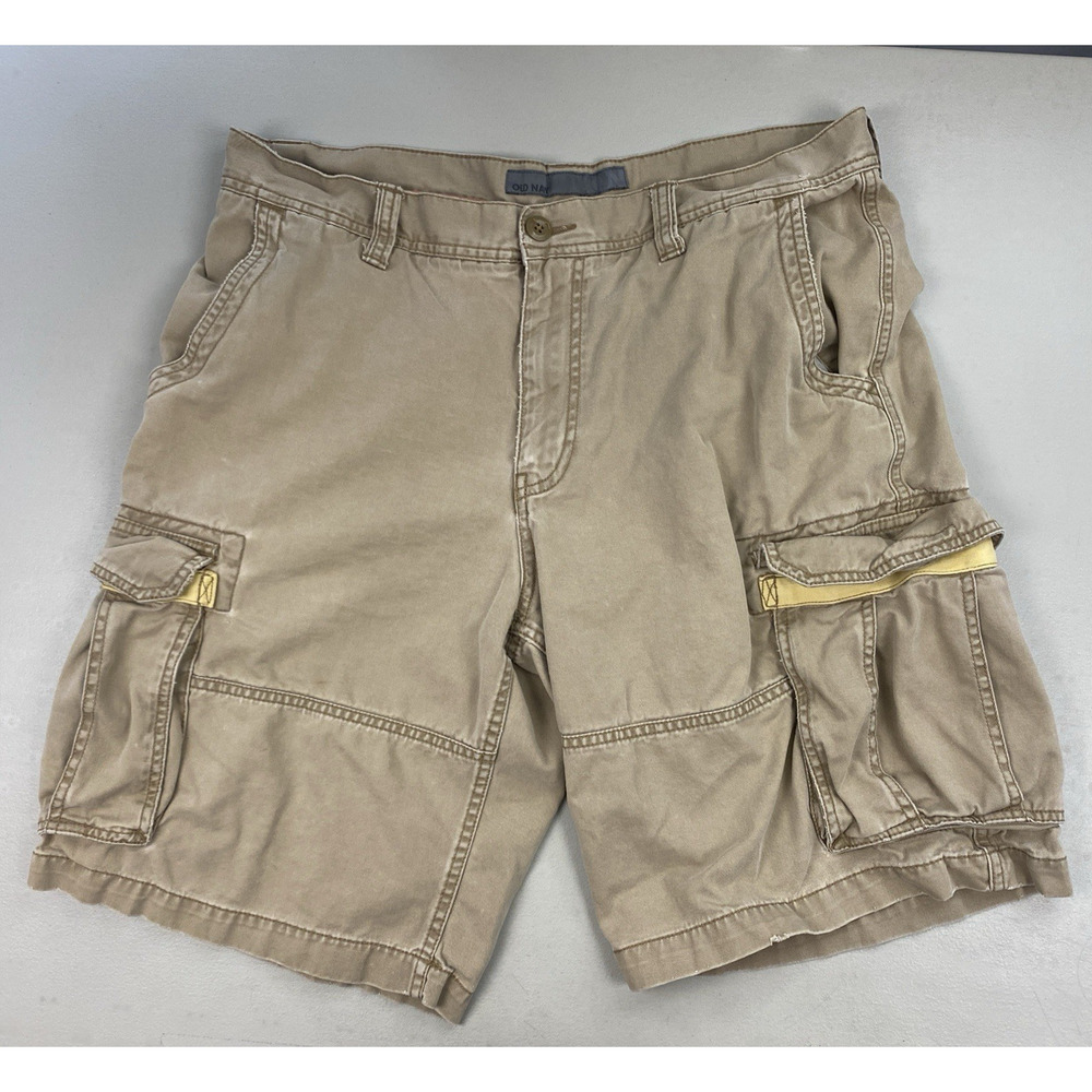 Old Navy Cargo Shorts Mens 34x11 Heavy Canvas Baggy Faded Grunge Vtg Y2K SOLID
